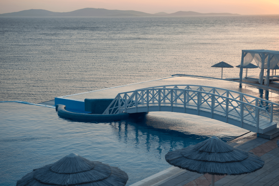 picture of distant bridge in santorini leading towards the water depicting the longer process of ongoing emdr therapy in Goodyear Arizona